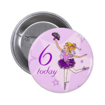 Ballerina purple girl birthday button