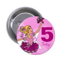 Ballerina purple pink blonde girl birthday button