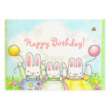 balloon bunnies birthday tag business card template