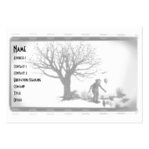 Balloon Clown & Ravens By Creepy Tree - B&W Business Card Templates