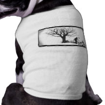 Balloon Clown & Ravens By Creepy Tree - B&W Dog Clothes