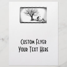 Balloon Clown & Ravens By Creepy Tree - B&W Personalised Flyer