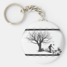 Balloon Clown & Ravens By Creepy Tree - B&W Key Chains