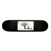 Balloon Clown & Ravens By Creepy Tree - B&W Skate Boards