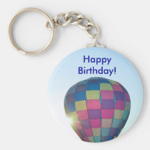 Balloon Sun burst Happy Birthday! Key Chains