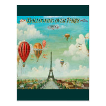 Ballooning Over Paris Postcard