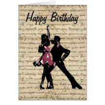 Ballroom dancers on vintage paper cards