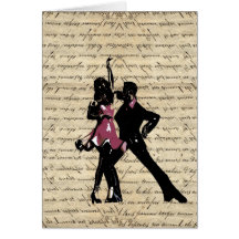 Ballroom dancers on vintage paper greeting cards