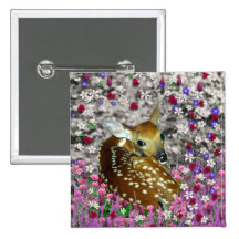 Bambina the Fawn in Flowers II Pinback Buttons