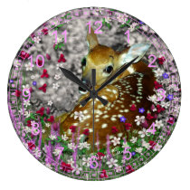 Bambina the Fawn in Flowers II wall clocks