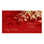 Bamboo Leaves Red Gold Zen Custom Profile Card Business Card Template