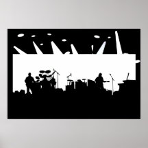 Band On Stage Concert Silhouette B&W Print