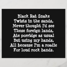 Band Roadie Poem. Custom Custom Flyer