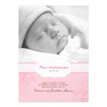 Banded Swirls Birth Announcement in Pink