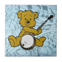 BANJO BEAR ON MUSIC NOTES-TILE