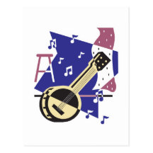 banjo music design post card