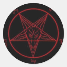 Baphomet Red Round Sticker Set