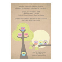 Baptism Christening Ceremony Cute Owls Invitation