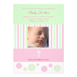 Baptism Dedication Girl Pink Green Bubbles Personalized Announcement