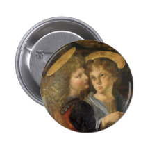 Baptism of Christ, angel detail, Leonardo da Vinci Pinback Buttons