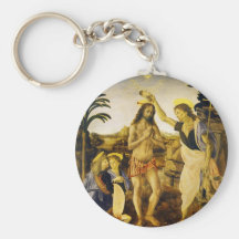 Baptism of Christ by Da Vinci and Verrocchio Keychains