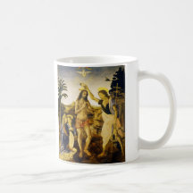 Baptism of Christ by Da Vinci and Verrocchio Coffee Mugs