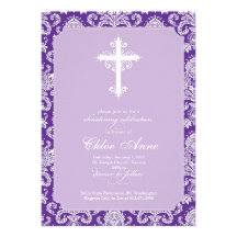 Baptism - Pink Damask Custom Invitations