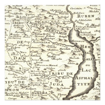 Bar Mitzvah Antique Map, Tribes of Israel Invite