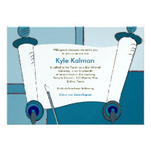 Bar Mitzvah Invitation Kyle Torah Blue
