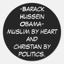 -Barack HusseinObama-muslim by hea... - Customised Round Sticker