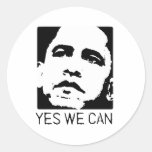 BARACK OBAMA: YES WE CAN ROUND STICKERS