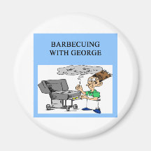barbecuing with grorge fridge magnet