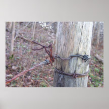 Barbed Wire Fencepost Posters