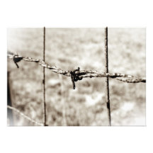 Barbed Wire Fencing (Sepia) Personalized Invite