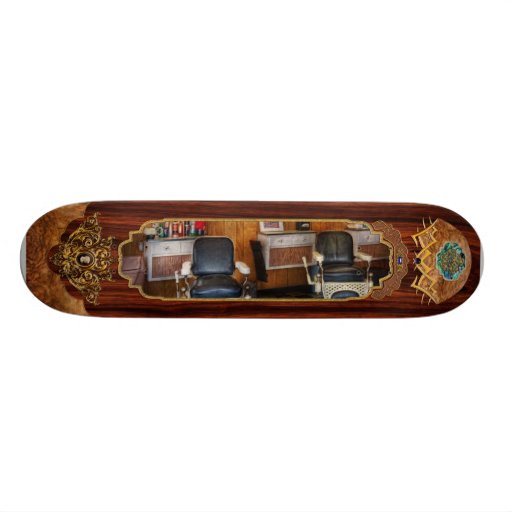 Barber - Frenchtown, NJ - Two old barber chairs Skateboard Decks