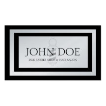 Barber Pole Hair Stylist Black Borders Platinum Business Card Template