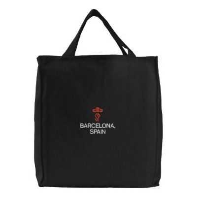 BARCELONA, SPAIN  BLACK TOTE CANVAS BAG