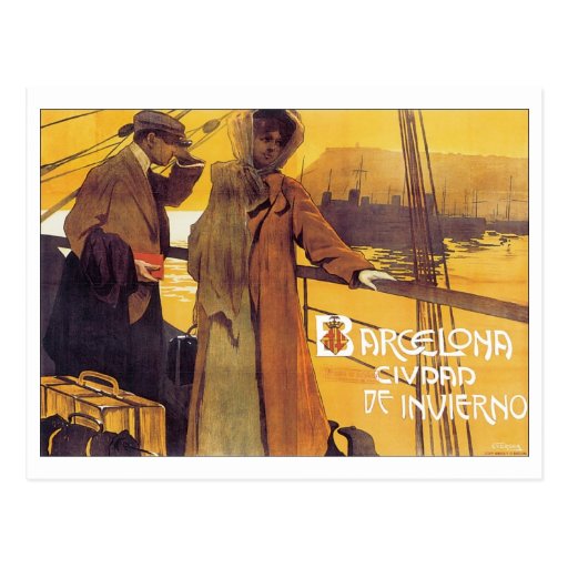 Barcelona Vintage Travel Poster Postcards