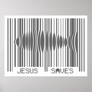 Christian Poster: Barcode Jesus Saves