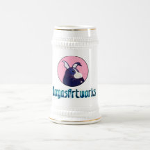 BargasArtworks Big Blue Bunny Beer Stein Mug