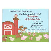 Barn Animal Fun Birthday Party Custom Invites