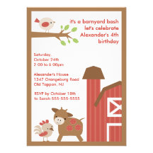 Barn Animal Fun Birthday Party Personalised Invitations