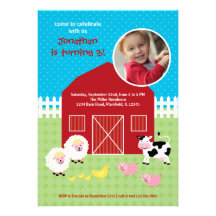 Barn Animals Birthday Photo Invitation