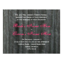 Barn Door and Hot Pink Roses Wedding Invitation