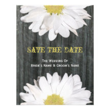Barnwood and Daisy Wedding Save The Date Invite