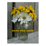 Barnwood, Daisies, Black Eyed Susans Save The Date Post Cards