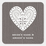 Barnwood Inspired Lace Heart Wedding Sticker