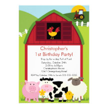 Barnyard Animal Fun Birthday Party Personalised Invitations
