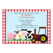 Barnyard Animal Fun Birthday Party Invites