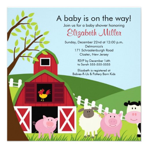 Barnyard Animals Baby Shower Invitation